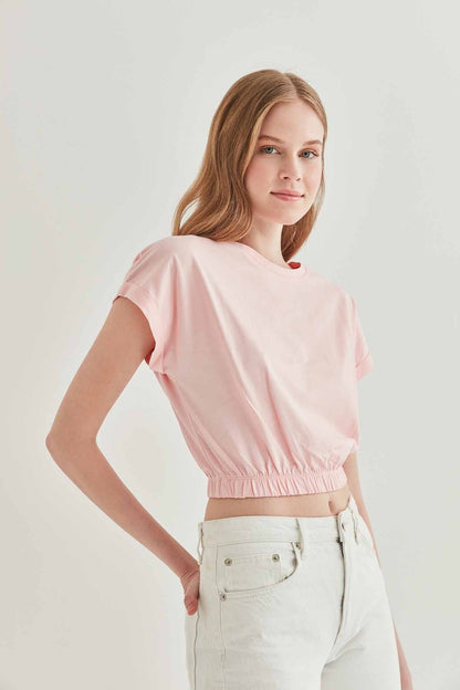 LOW SLEEVE ELASTANE WAIST TOP
