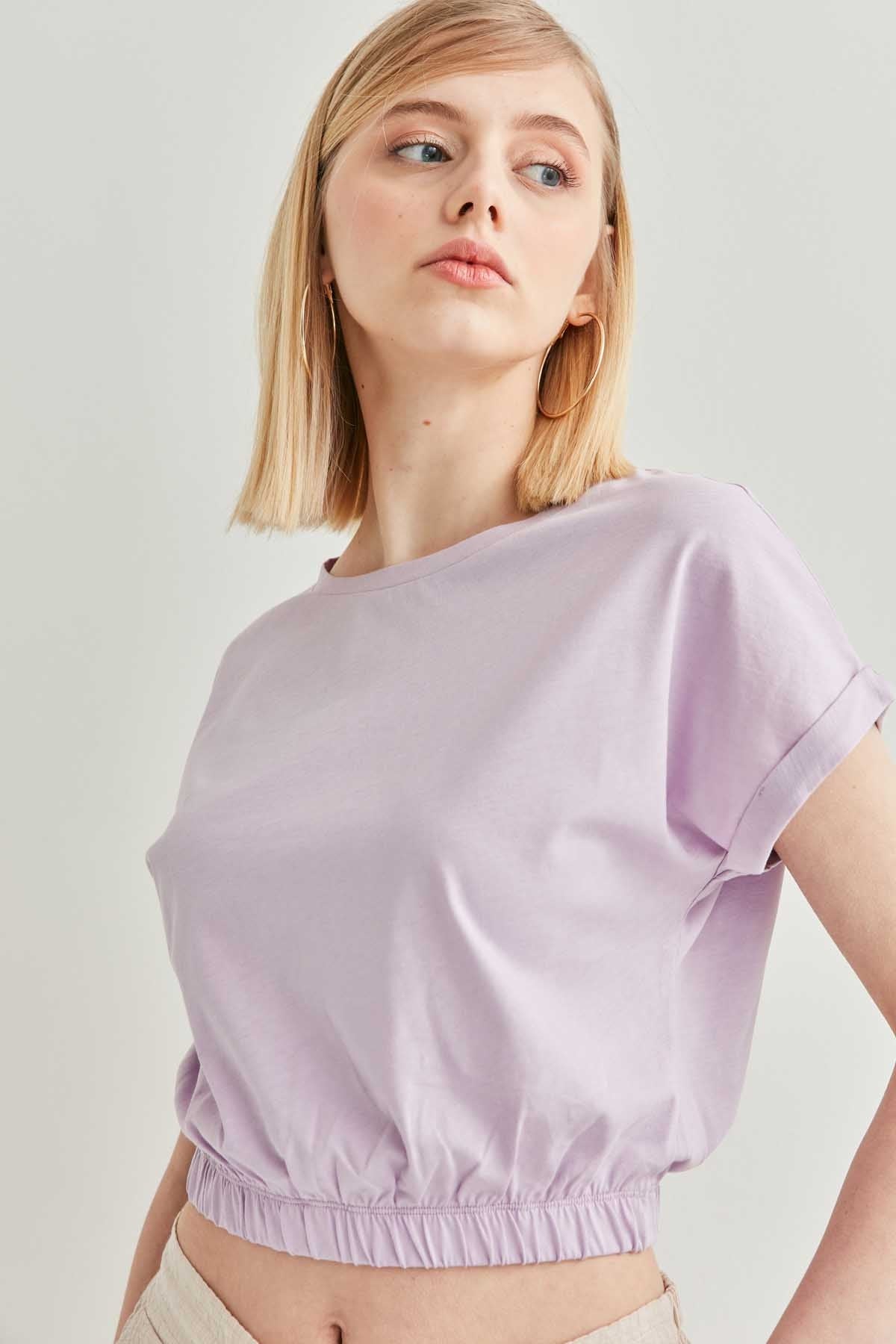 LOW SLEEVE ELASTANE WAIST TOP
