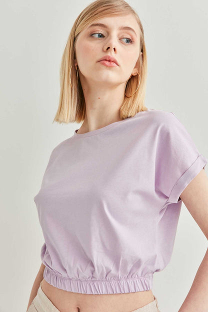 LOW SLEEVE ELASTANE WAIST TOP
