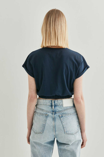LOW SLEEVE ELASTANE WAIST TOP