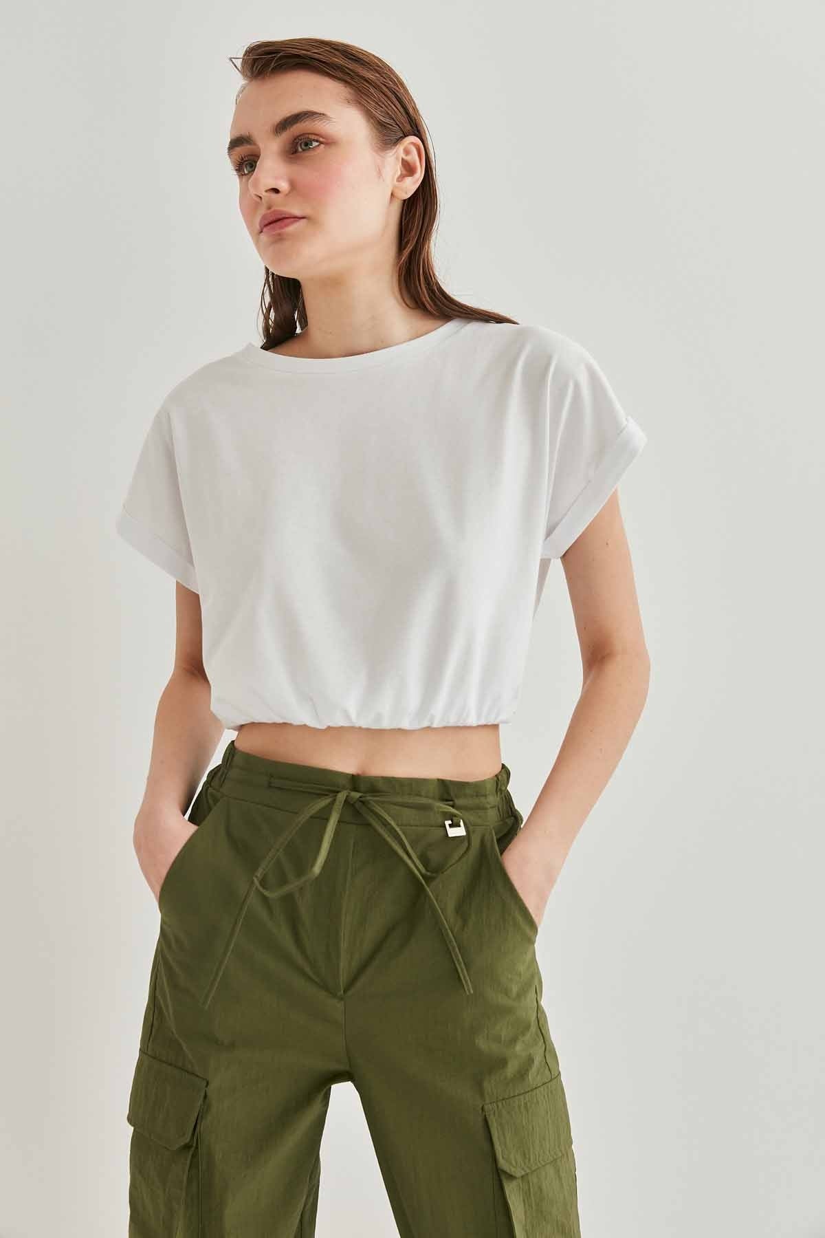 LOW SLEEVE ELASTANE WAIST TOP