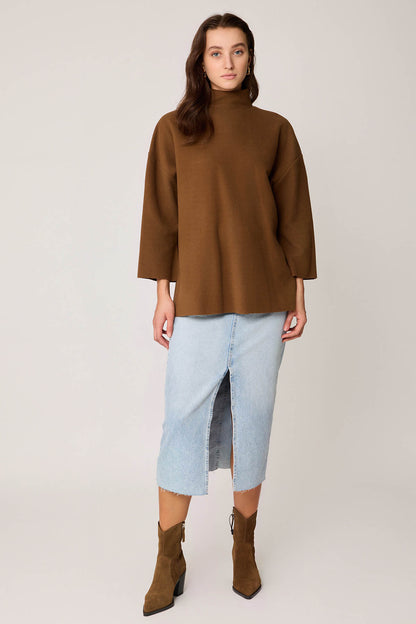LOW SLEEVE SIDE SPLIT KNITTED COMFY BLOUSE