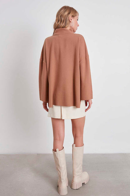 LOW SLEEVE SIDE SPLIT KNITTED COMFY BLOUSE