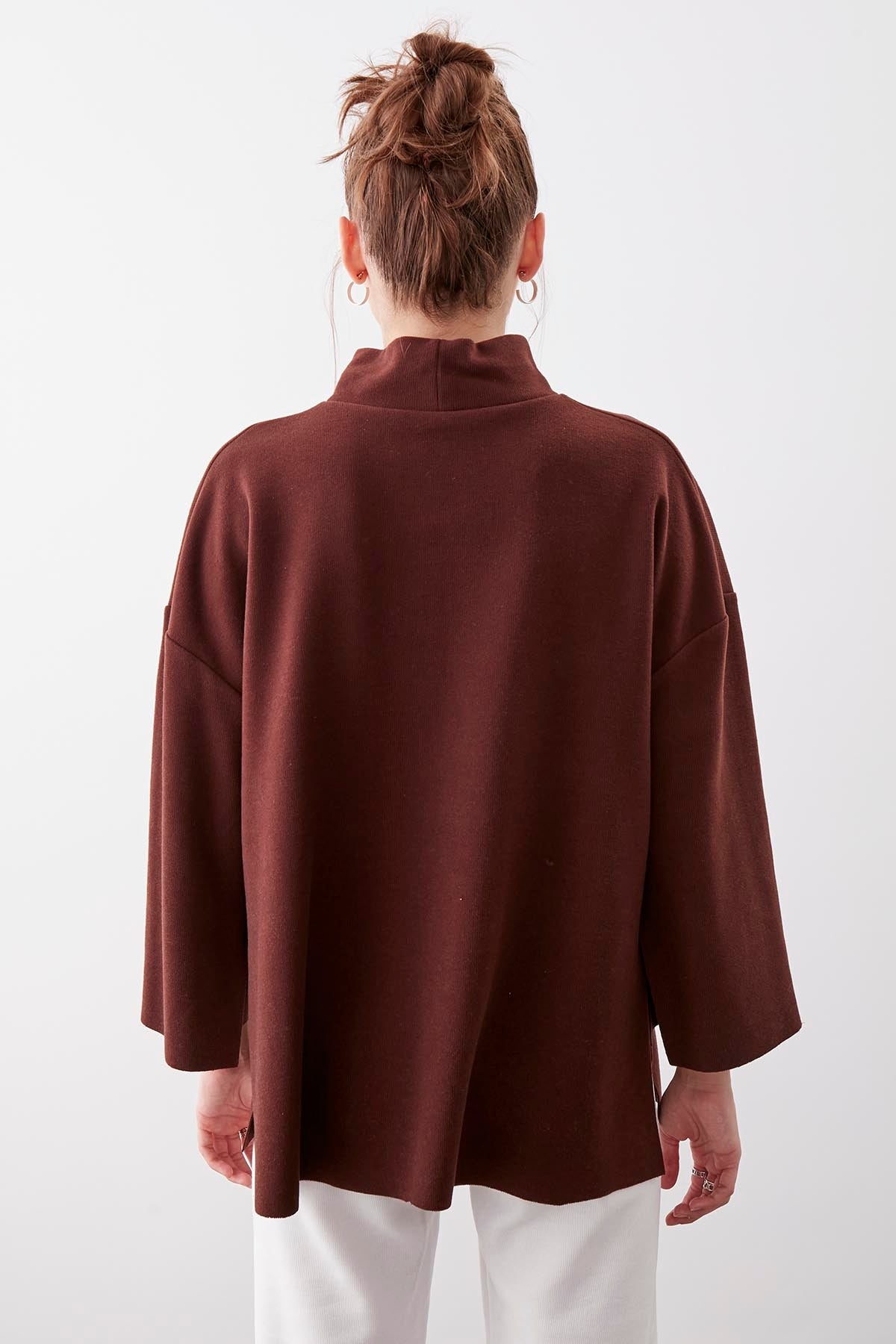 LOW SLEEVE SIDE SPLIT KNITTED COMFY BLOUSE