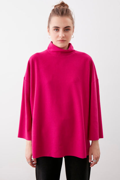 LOW SLEEVE SIDE SPLIT KNITTED COMFY BLOUSE