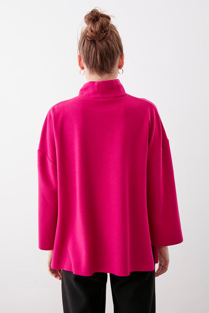 LOW SLEEVE SIDE SPLIT KNITTED COMFY BLOUSE