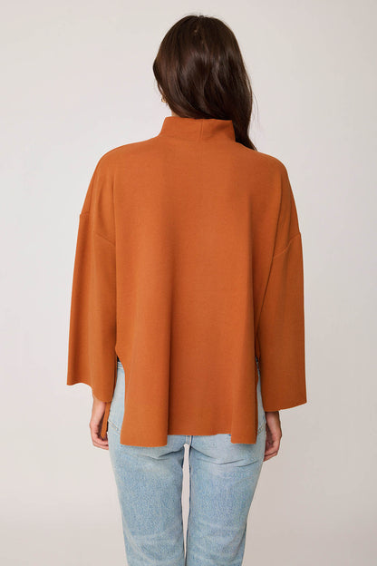LOW SLEEVE SIDE SPLIT KNITTED COMFY BLOUSE