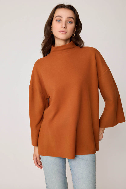 LOW SLEEVE SIDE SPLIT KNITTED COMFY BLOUSE