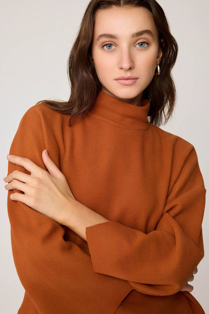 LOW SLEEVE SIDE SPLIT KNITTED COMFY BLOUSE