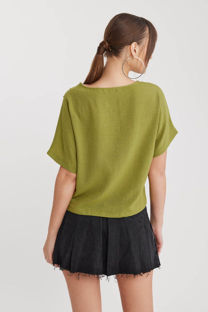 LOW SHOULDER DETAIL BLOUSE