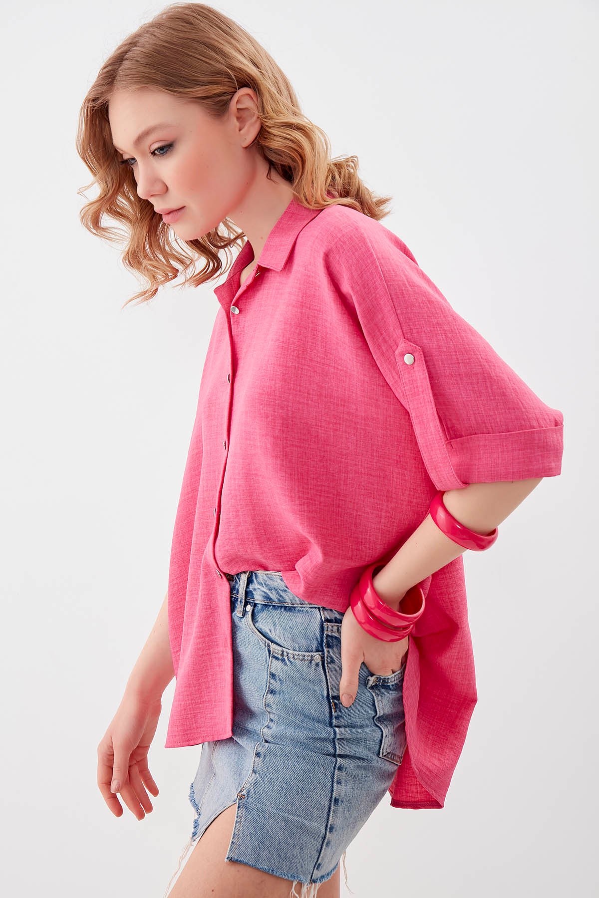 LOW SHOULDER  LOOSE SHIRT