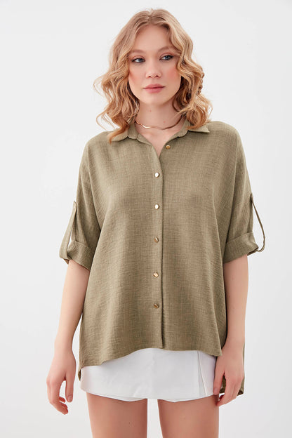 LOW SHOULDER  LOOSE SHIRT