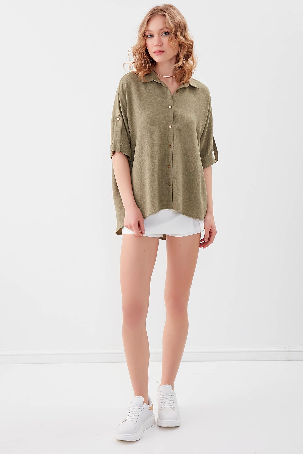 LOW SHOULDER  LOOSE SHIRT