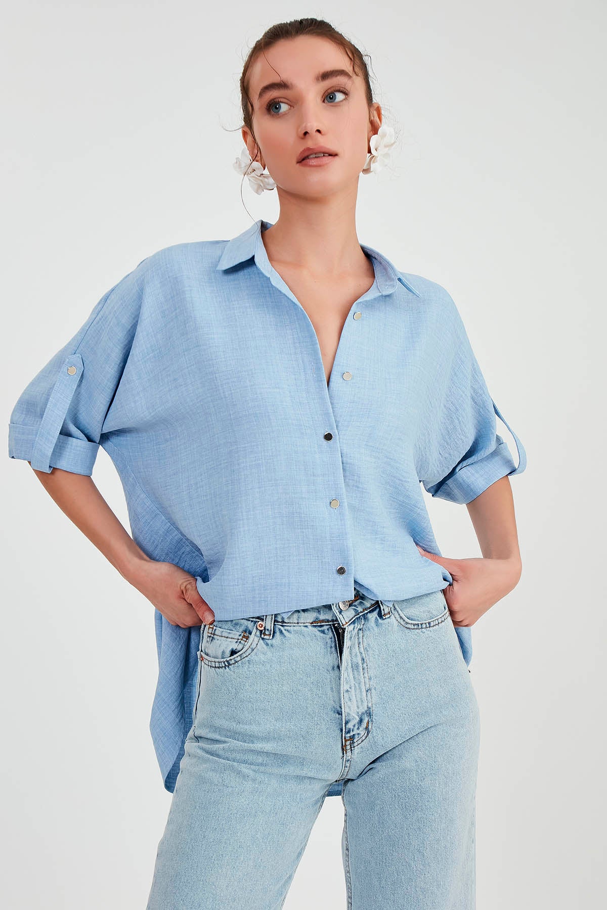 LOW SHOULDER  LOOSE SHIRT
