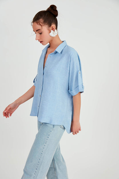 LOW SHOULDER  LOOSE SHIRT