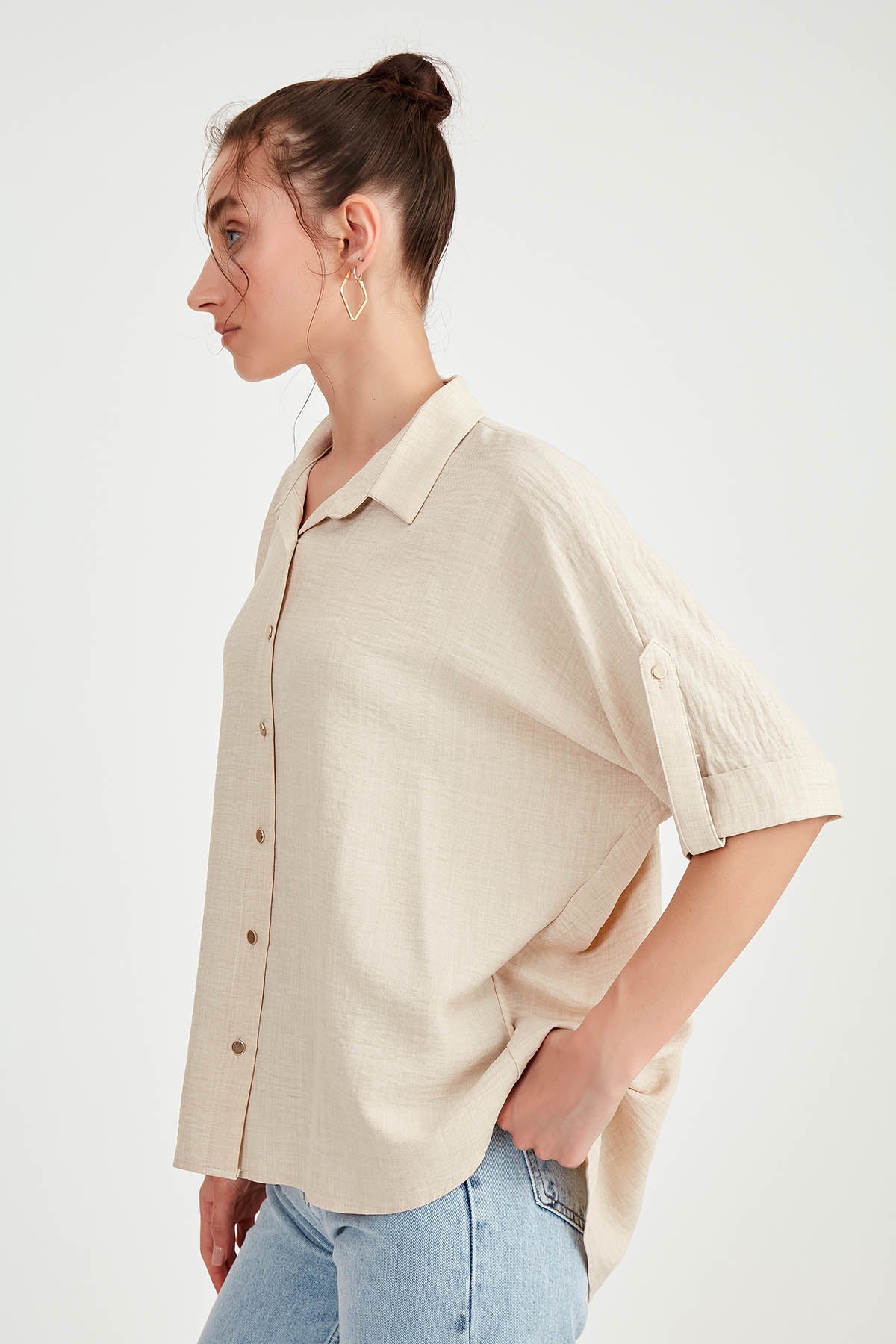 LOW SHOULDER  LOOSE SHIRT