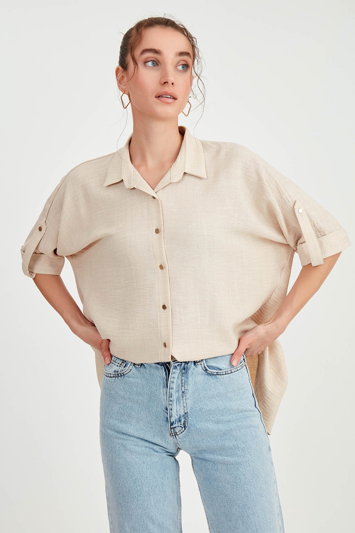 LOW SHOULDER  LOOSE SHIRT
