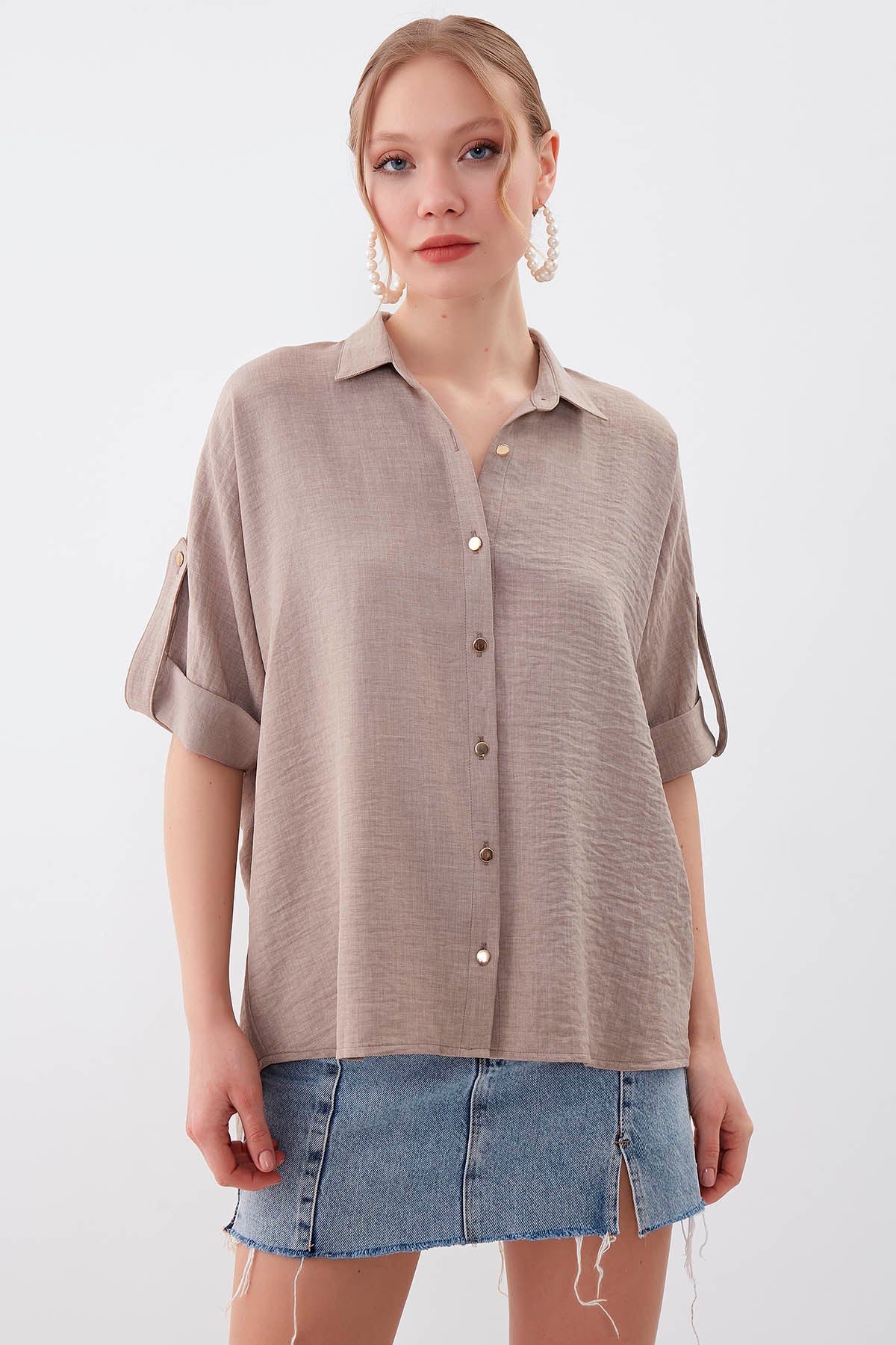 LOW SHOULDER  LOOSE SHIRT