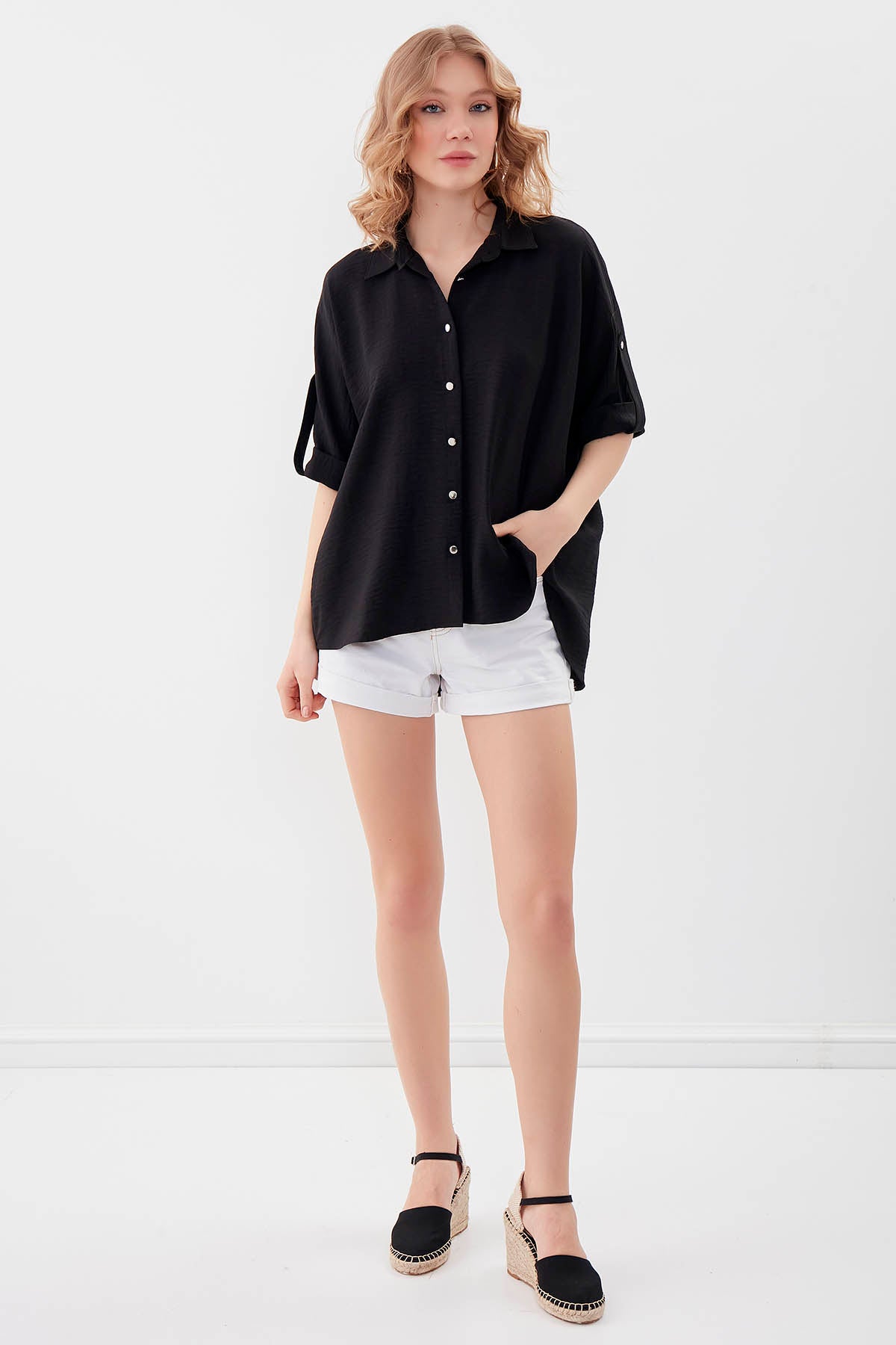 LOW SHOULDER  LOOSE SHIRT