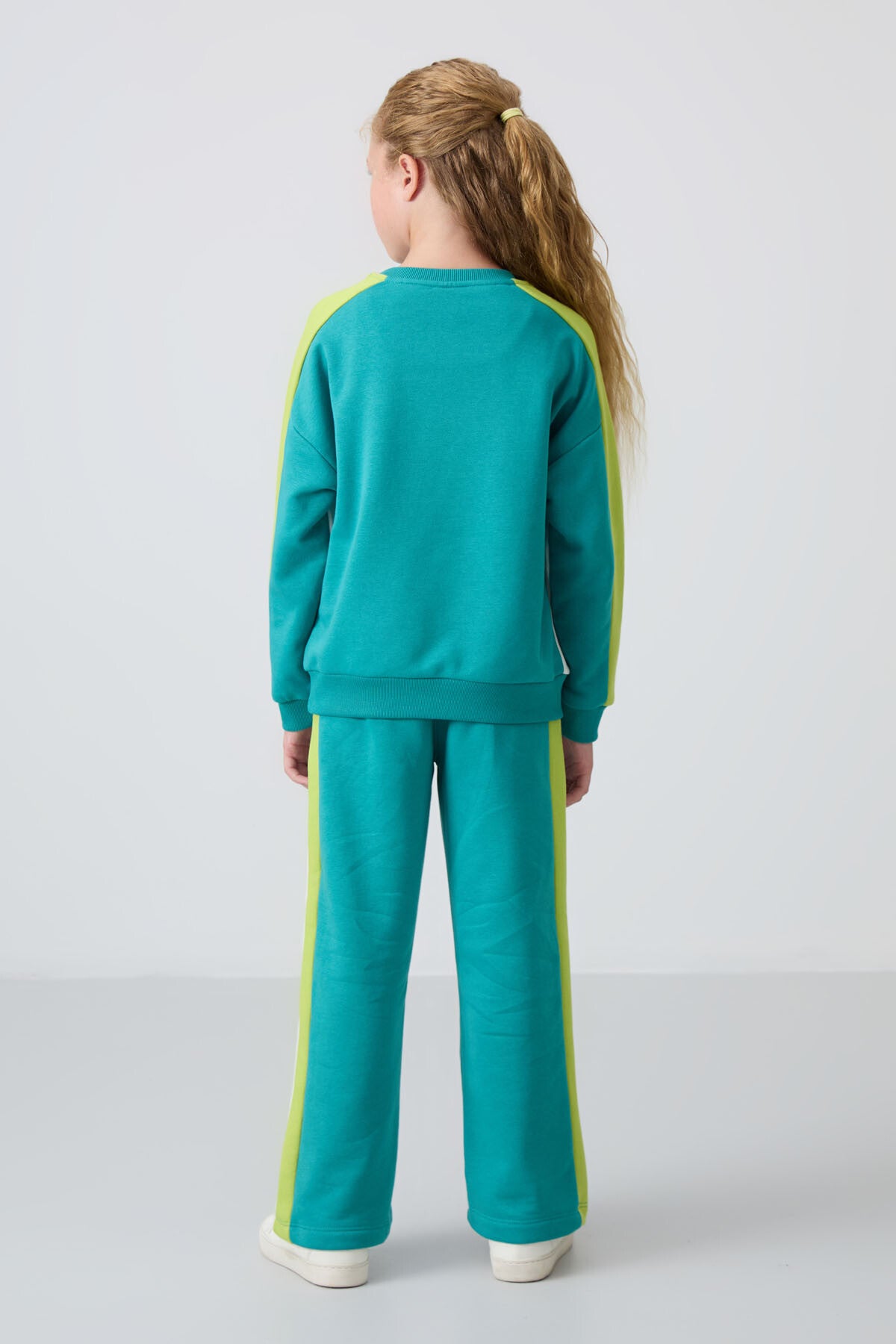 Sea green cotton wool soft woven standard fit printed tracksuit set - 75165