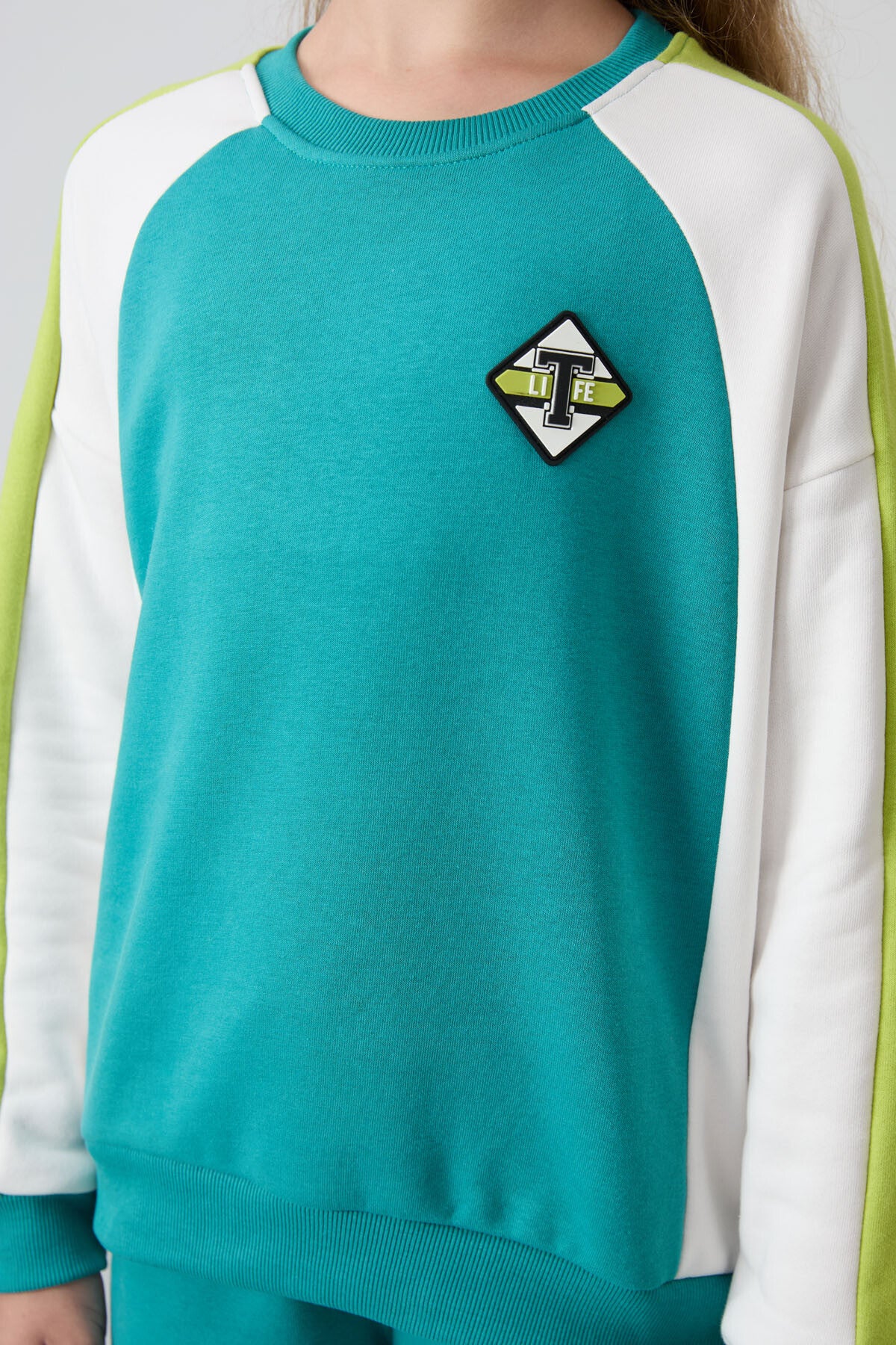 Sea green cotton wool soft woven standard fit printed tracksuit set - 75165