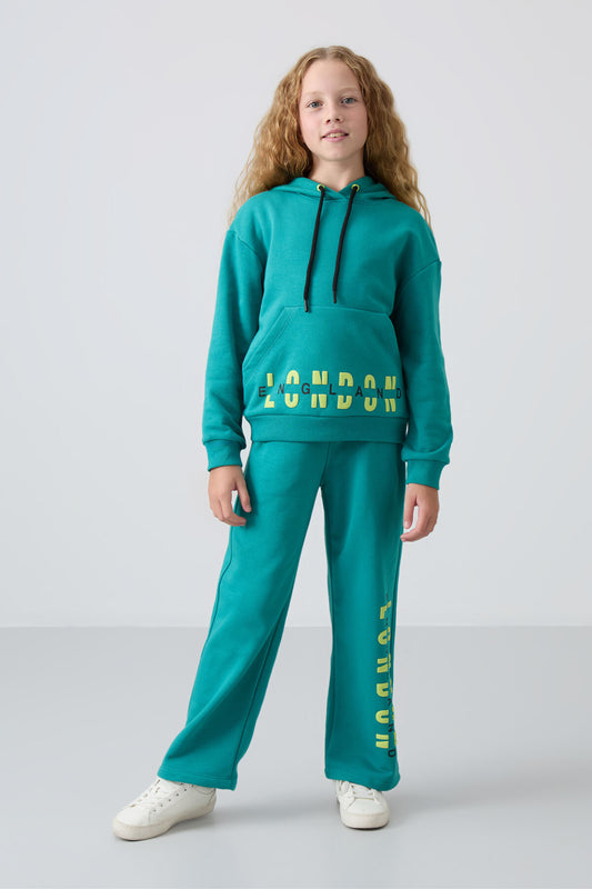 Cotton Fluffy Inside Soft Textured Oversize Printed Girls' Tracksuit Set - 75147