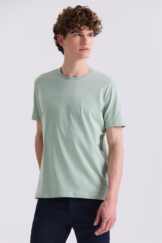 Green Slim Fit Round Collar T Shirt