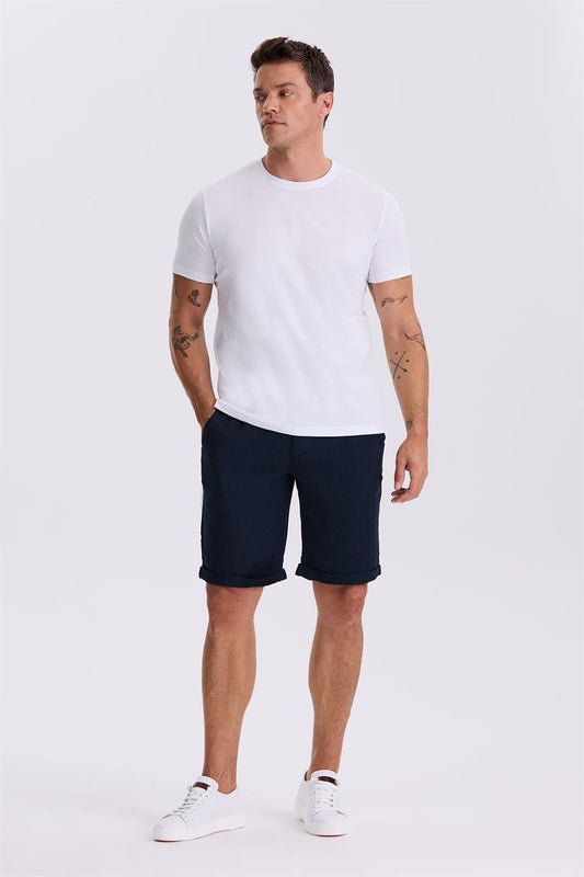 White Cotton Slim Fit Round Collar Basic T Shirt