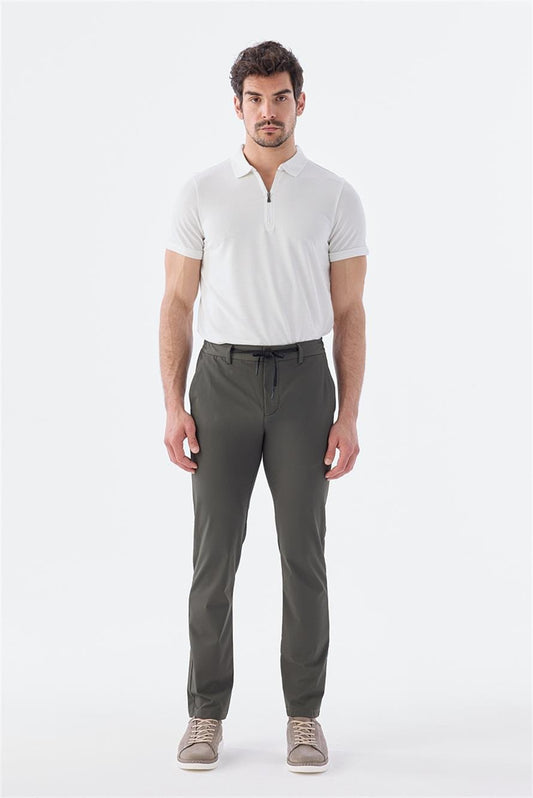 Green Comfort Fit Elastic Sports Trousers