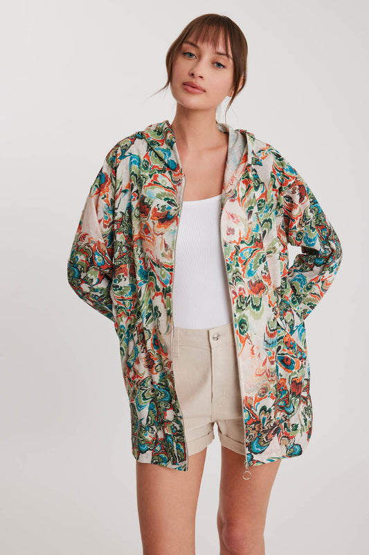 EBRULI PATTERN ROUGH HOODIE JACKET