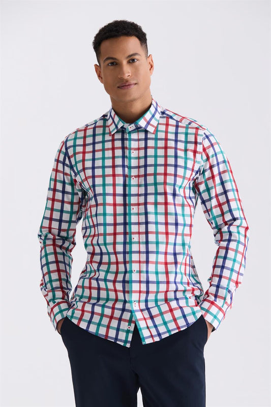 Green Slim Fit Collar Shirt With Buttons