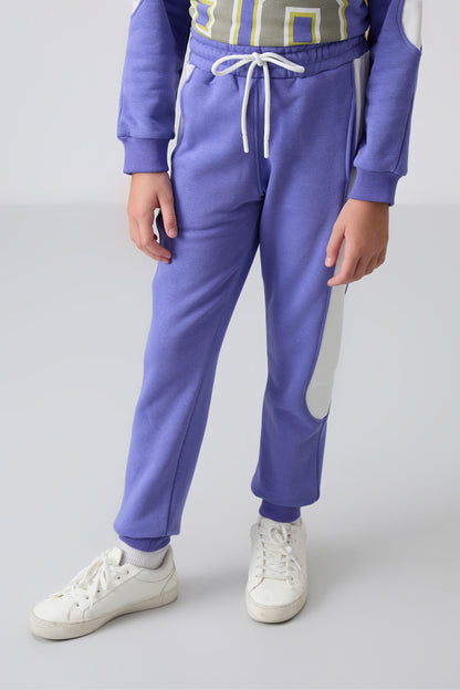 Plush Cotton Fleece-Lined Soft Textured Standard Fit Printed Girls' Tracksuit Set - 75170