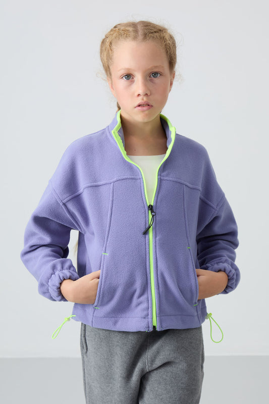 Plato Thick Soft Textured Standard Fit Embroidered Fleece Girls' Sweatshirt - 75157