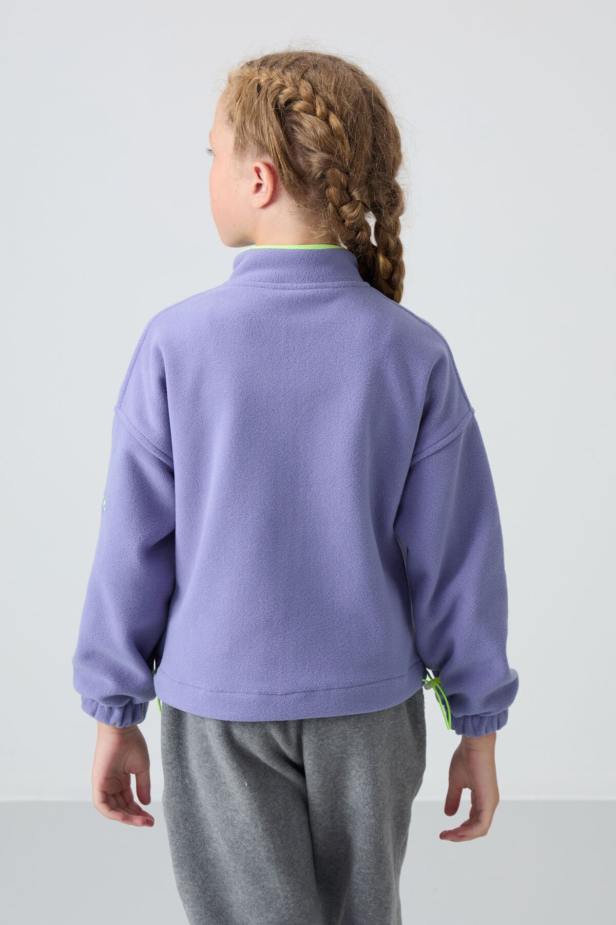 Plato Thick Soft Textured Standard Fit Embroidered Fleece Girls' Sweatshirt - 75157