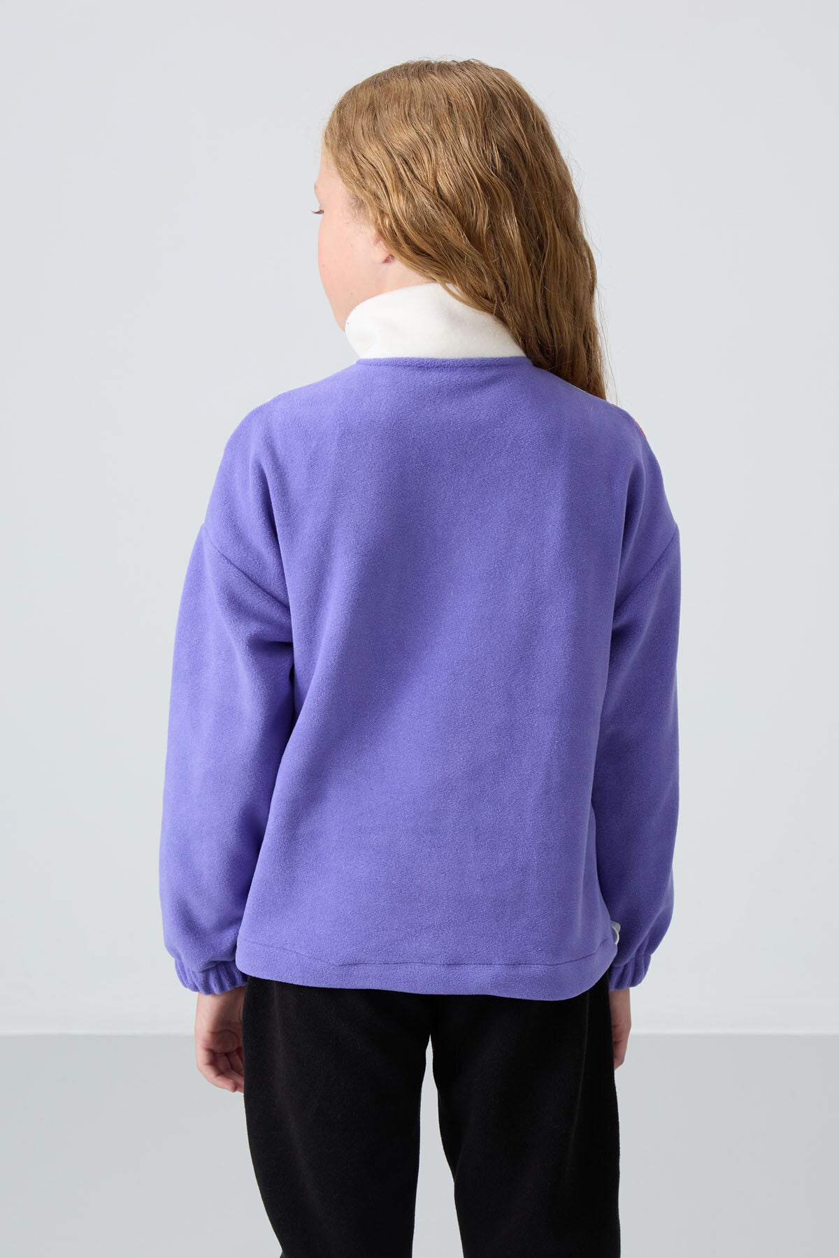 Plato Thick Soft Textured Oversize Embroidered Fleece Girl's Sweatshirt - 75153