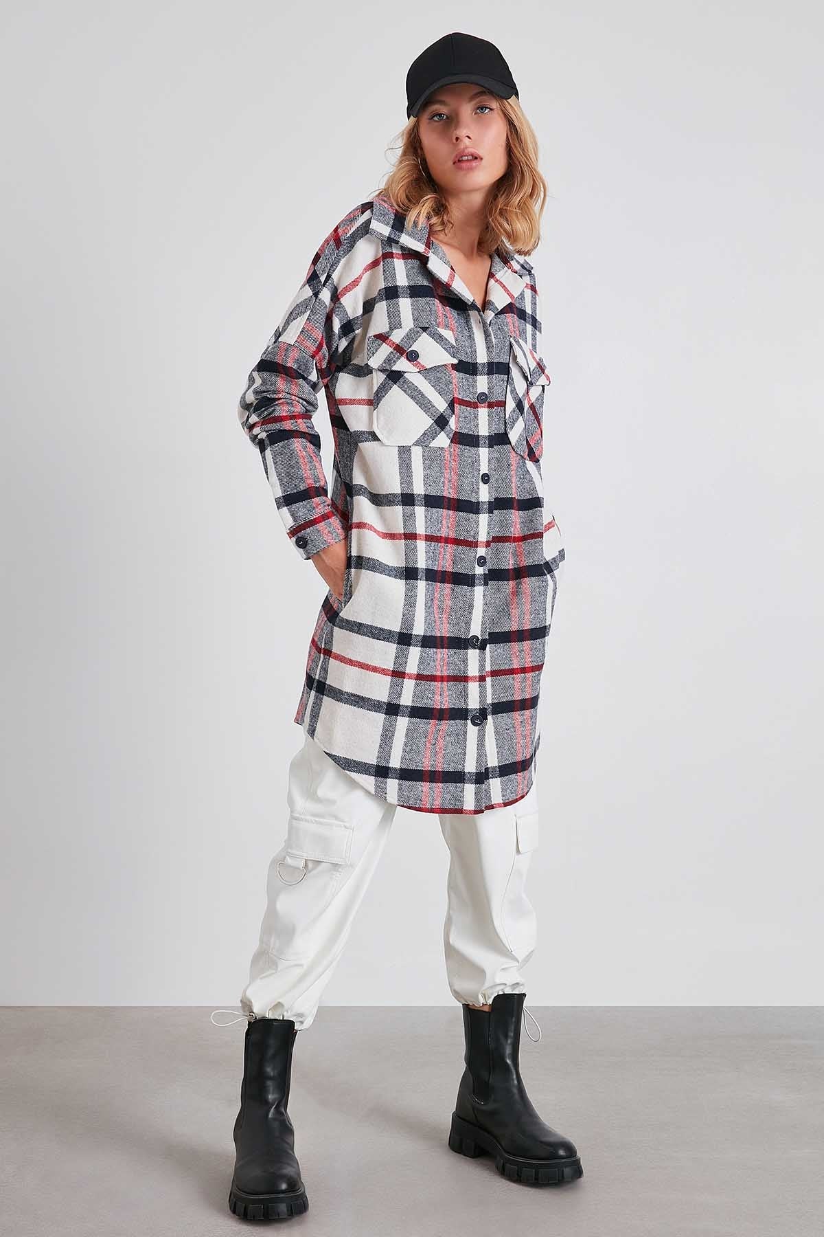 PLAID POCKET LUMBERJACK SHIRT DRESS
