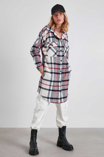 PLAID POCKET LUMBERJACK SHIRT DRESS