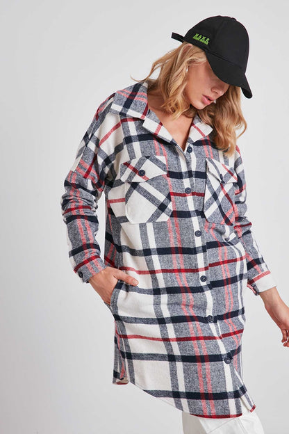 PLAID POCKET LUMBERJACK SHIRT DRESS