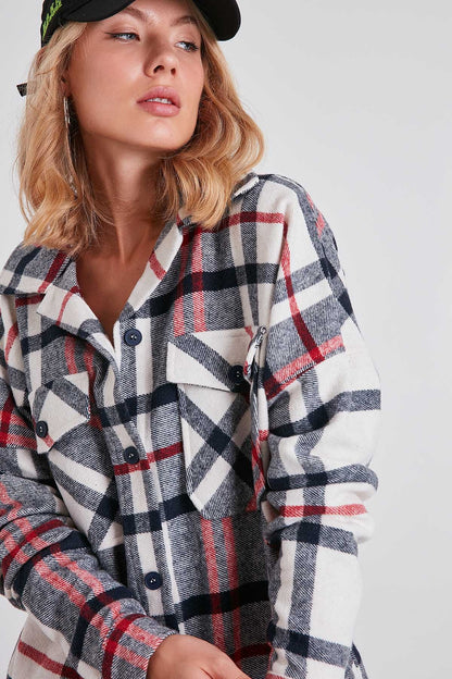 PLAID POCKET LUMBERJACK SHIRT DRESS