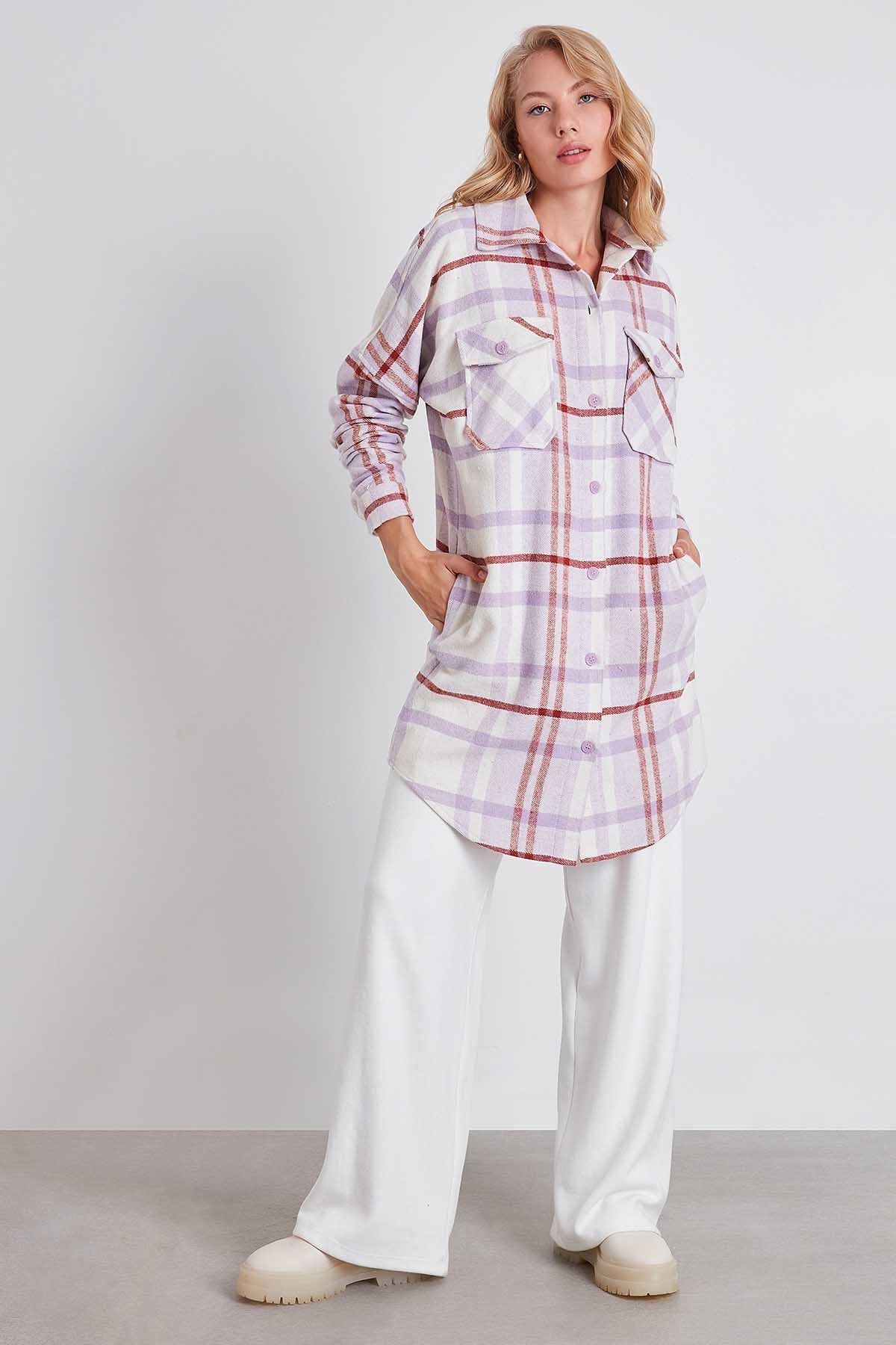 PLAID POCKET LUMBERJACK SHIRT DRESS