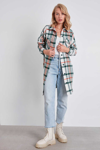 PLAID POCKET LUMBERJACK SHIRT DRESS