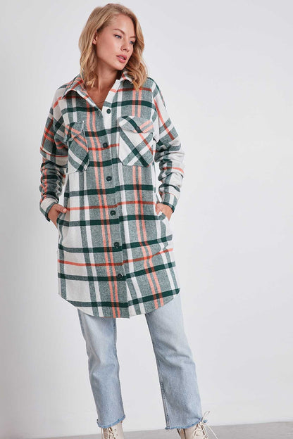 PLAID POCKET LUMBERJACK SHIRT DRESS
