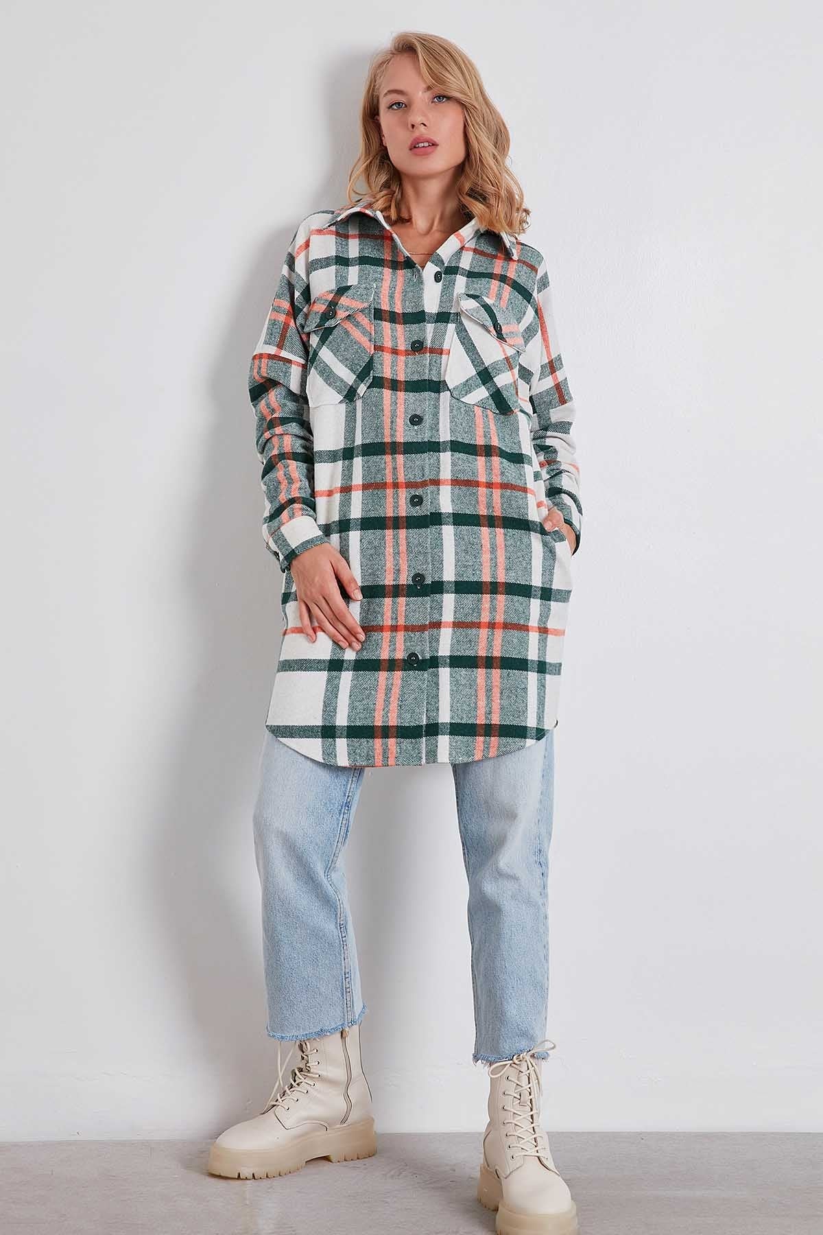 PLAID POCKET LUMBERJACK SHIRT DRESS