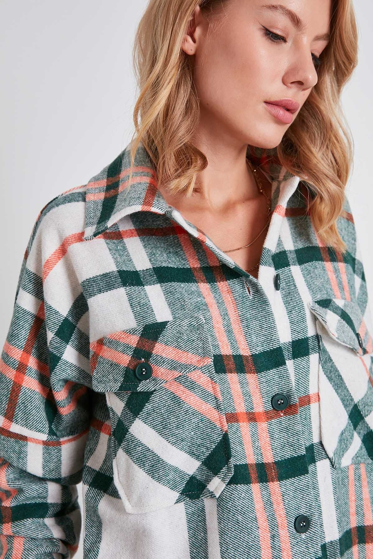 PLAID POCKET LUMBERJACK SHIRT DRESS