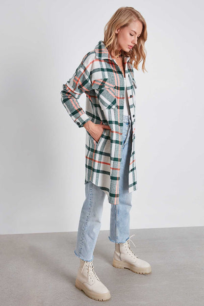 PLAID POCKET LUMBERJACK SHIRT DRESS