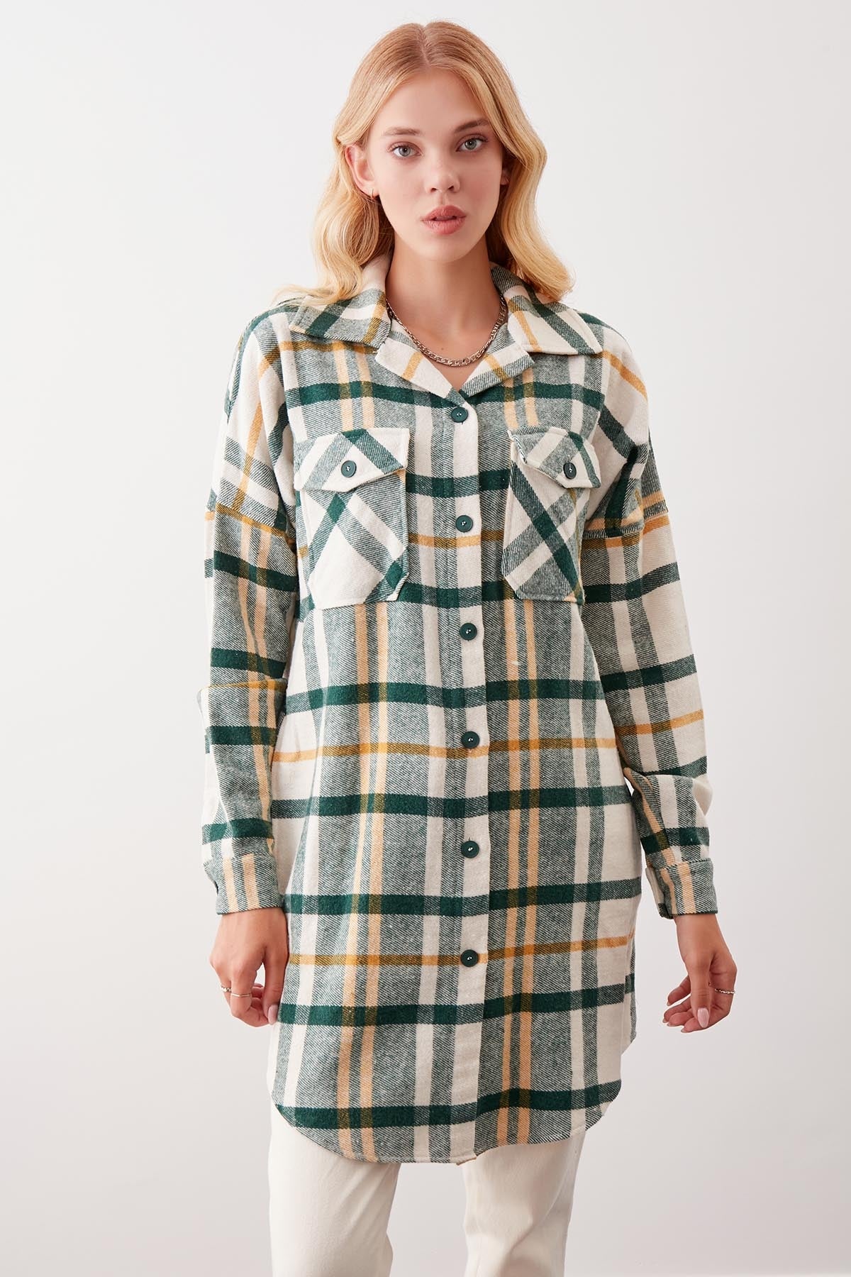 PLAID POCKET LUMBERJACK SHIRT DRESS