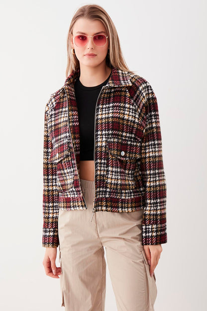 PLAID PATTERN POCKET JACKET