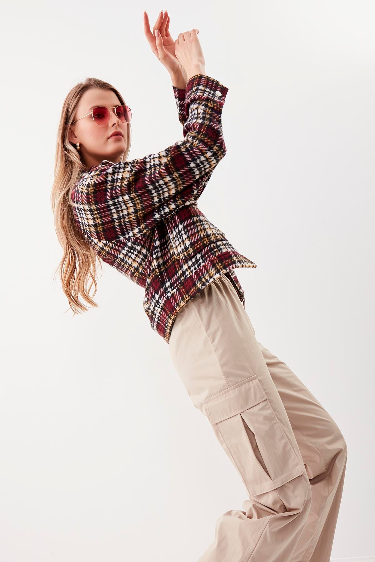 PLAID PATTERN POCKET JACKET