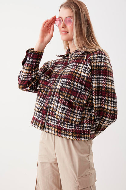 PLAID PATTERN POCKET JACKET