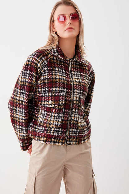 PLAID PATTERN POCKET JACKET